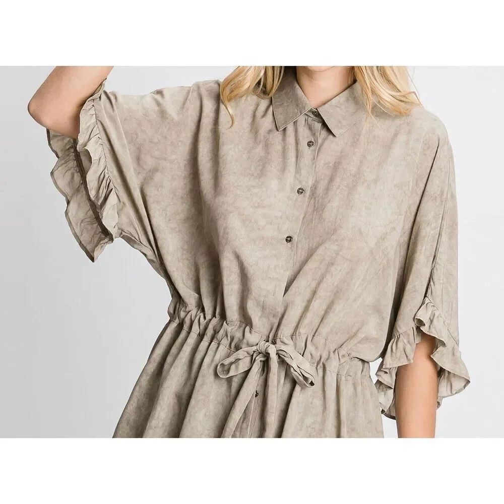 L Love Women’s Taupe Kimono Sleeve Blouse Size Medium NEW